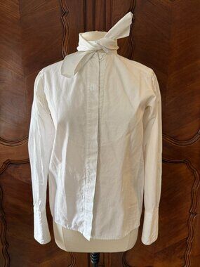 Extremely Rare Jungle Jap Early Kenzo 1970s White Tuxedo Blouse Size S